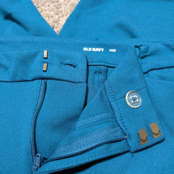 Old Navy Women's Teal Blue Pixie Slim Ankle Pants Sparkle Side Stripe Size 12 - Picture 8 of 8